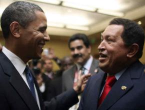 Obama and Chavez shake hands at the Summit of the Americas in Trinidad in April