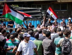 Egyptians protest outside of the Israeli embassy in Cairo