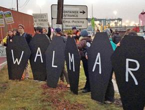 Protesters picket at the Port of Elizabeth in New Jersey