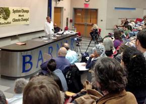 Chris Williams speaks to participants at the Ecosocialist Conference in New York City